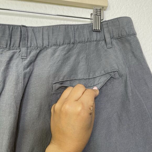 NEW J. Jill Linen Blend Shorts Size 18 Gray Chino Elastic Waist Pockets Casual - Picture 9 of 10